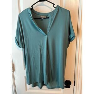 Style & Co Teal Short Sleeve Top Super Soft M